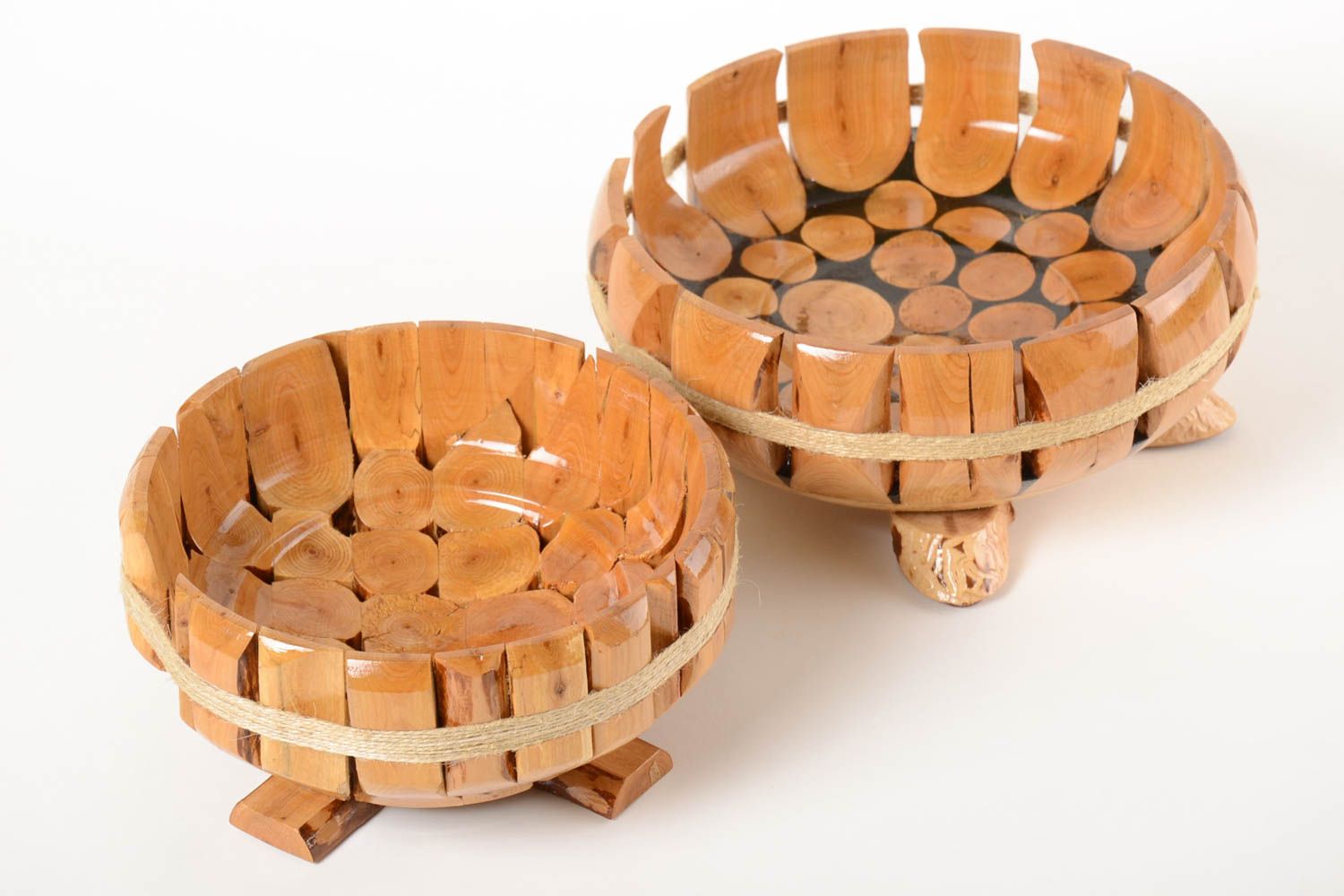 2 Bonbonnières fait main Vaisselle décorative en bois Cadeau original écolo photo 2
