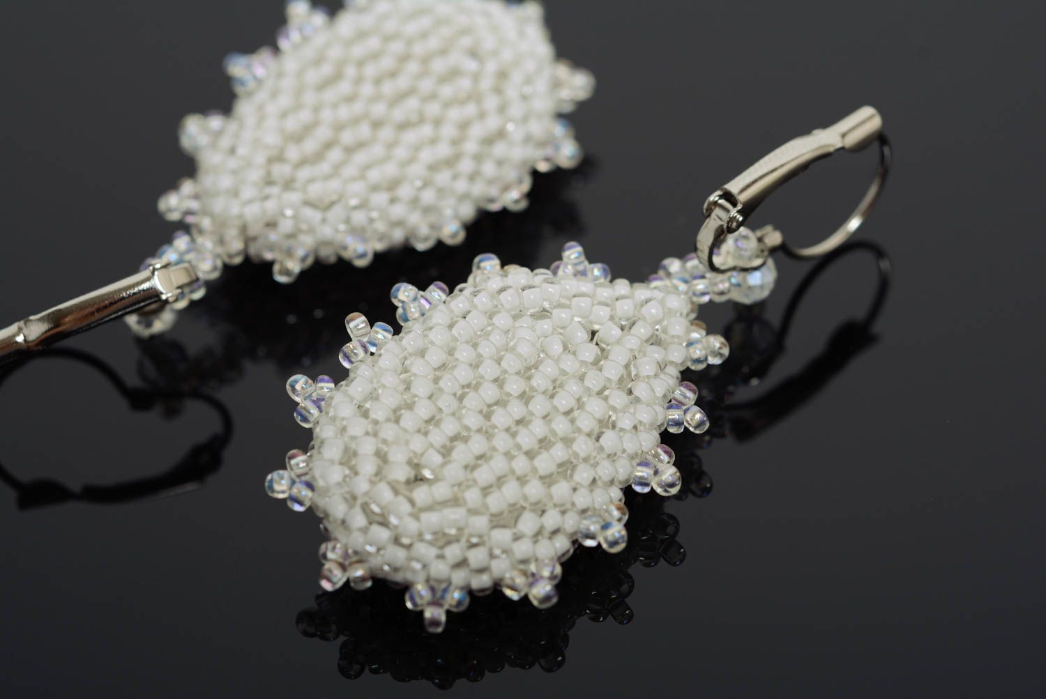 Zarte Gehänge Ohrringe aus Glasperlen Tropfen mit Kristallen schön handgefertigt foto 5