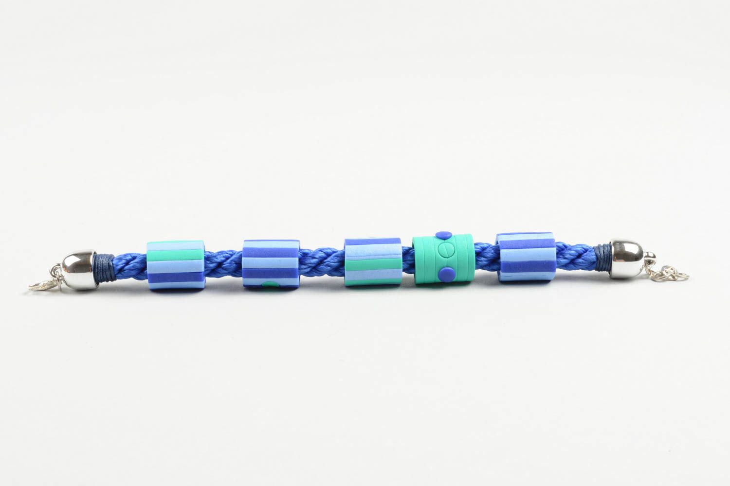 Браслет ручной работы украшение из полимерной глины красивый браслет синий фото 4