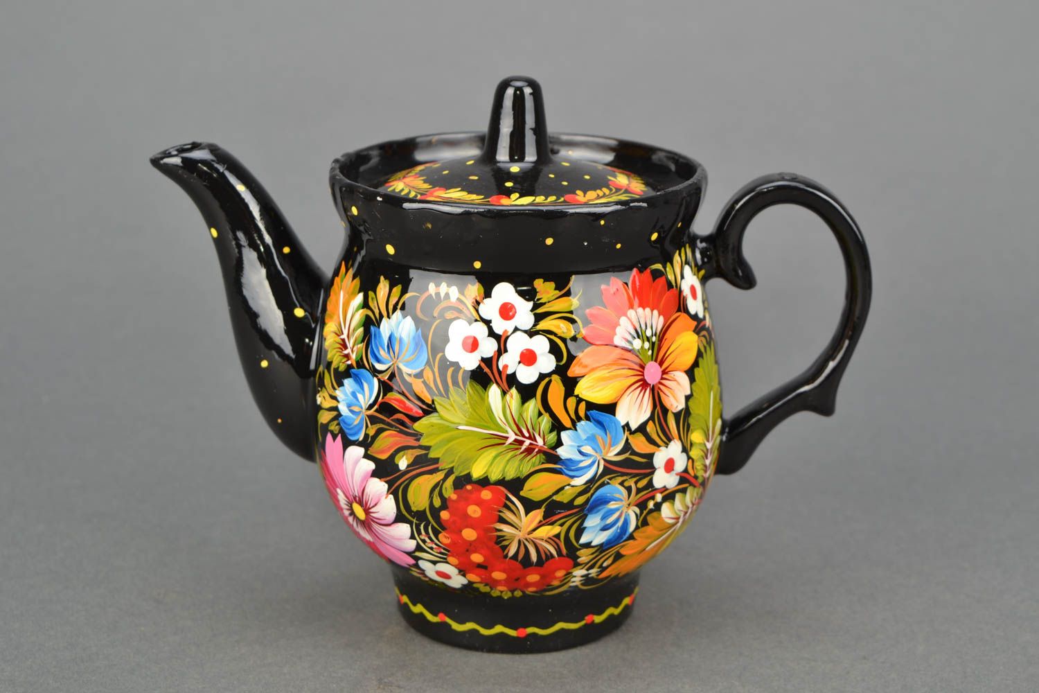 Porcelain teapot with Petrikov painting photo 1