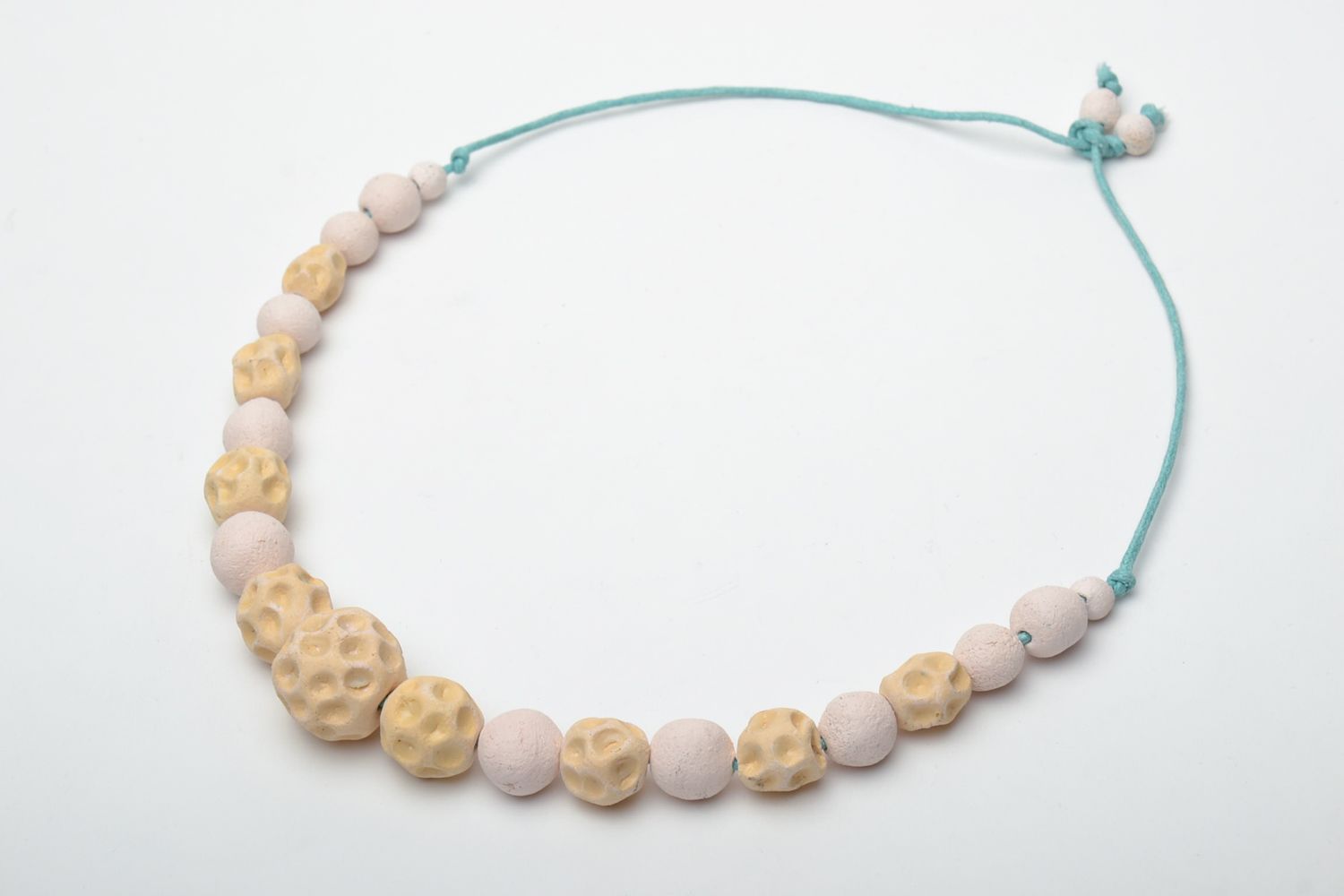 Handmade ceramic bead necklace photo 2