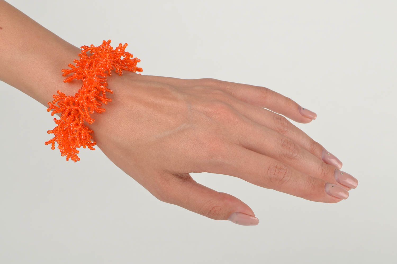Bracelet tissé perles de rocaille Bijou fait main orange Cadeau femme original photo 2