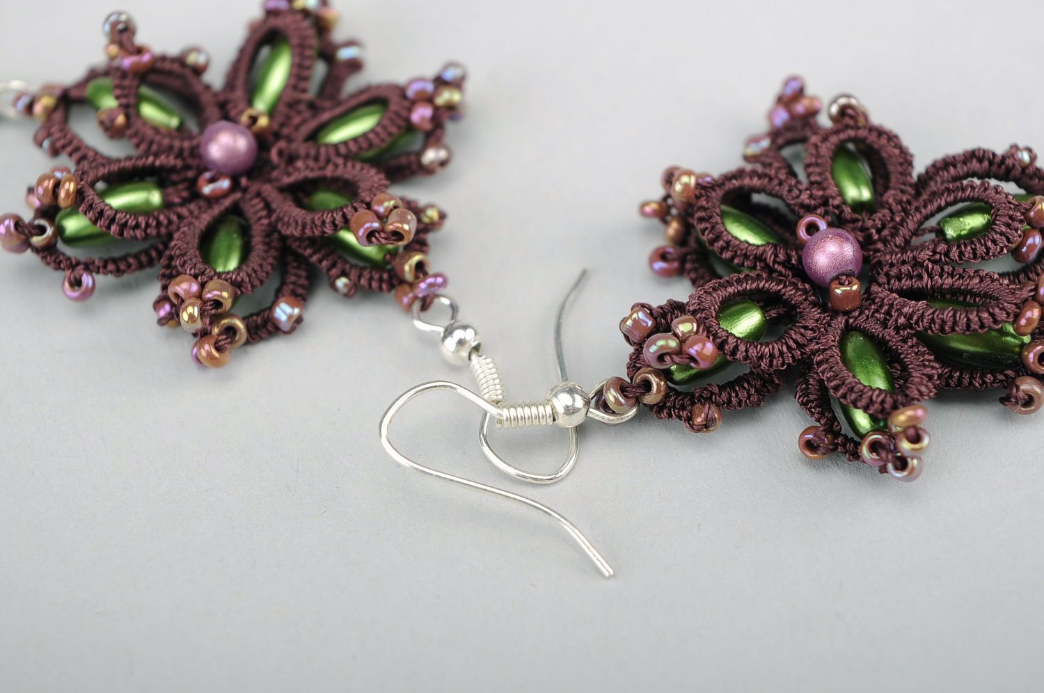 Floral Earrings Made of Beads photo 1