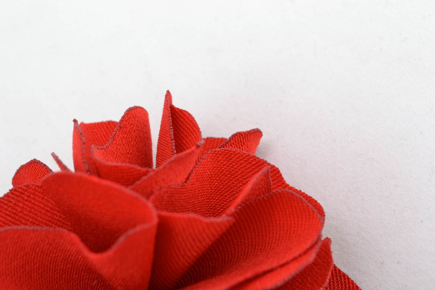 Handmade fabric brooch Red Flower photo 3