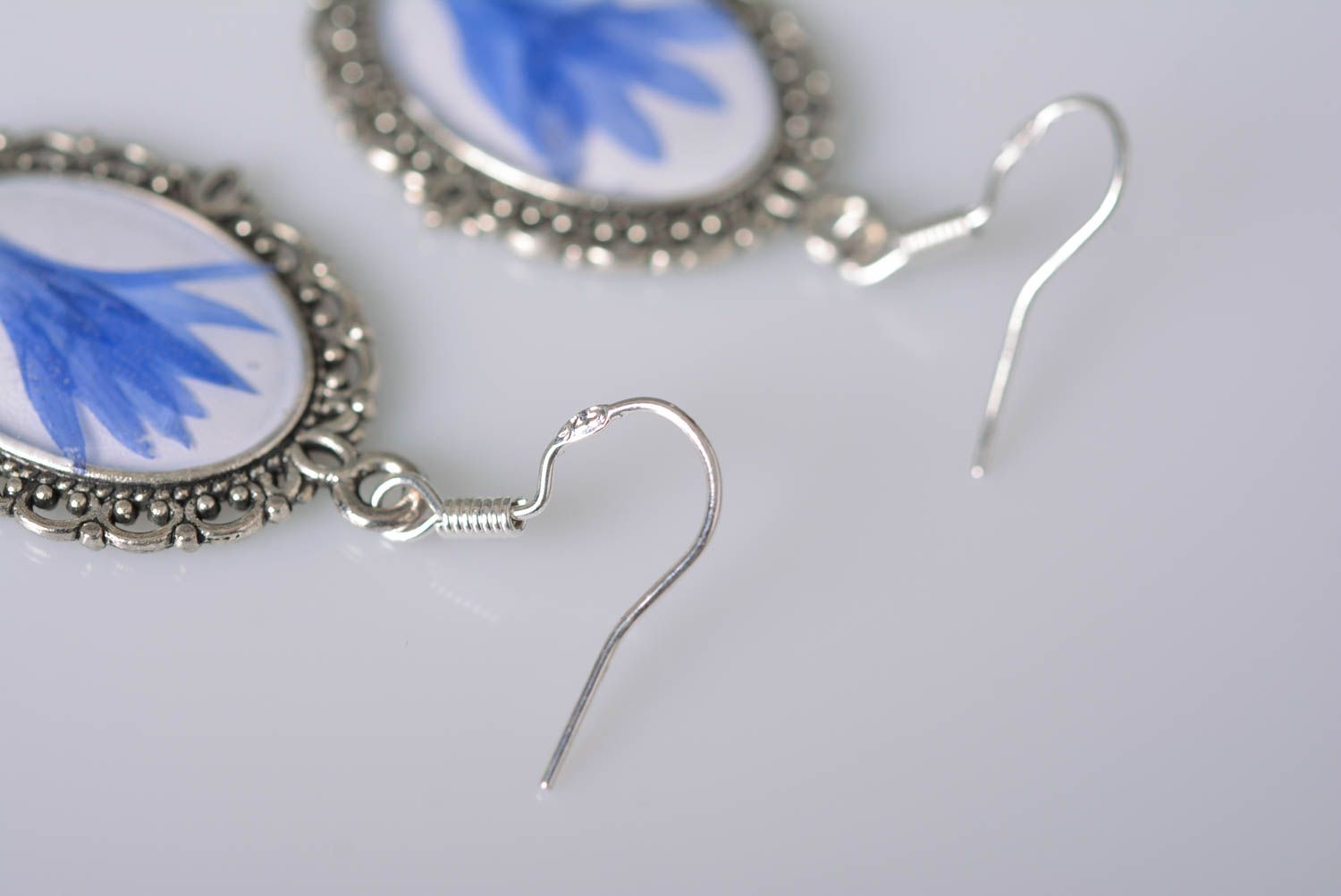 Handmade accessories metal earrings epoxy item cornflower earrings women fashion photo 3