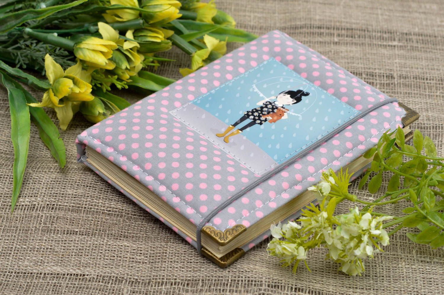 Handmade notebook with fabric cover designer notepad unusual gifts for girls photo 1