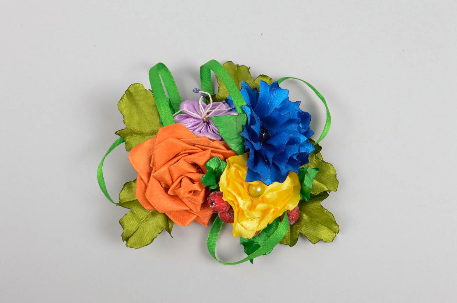 Grelle bunte Blumen Haarspange handgemachter Schmuck Accessoire für Mädchen  foto 5