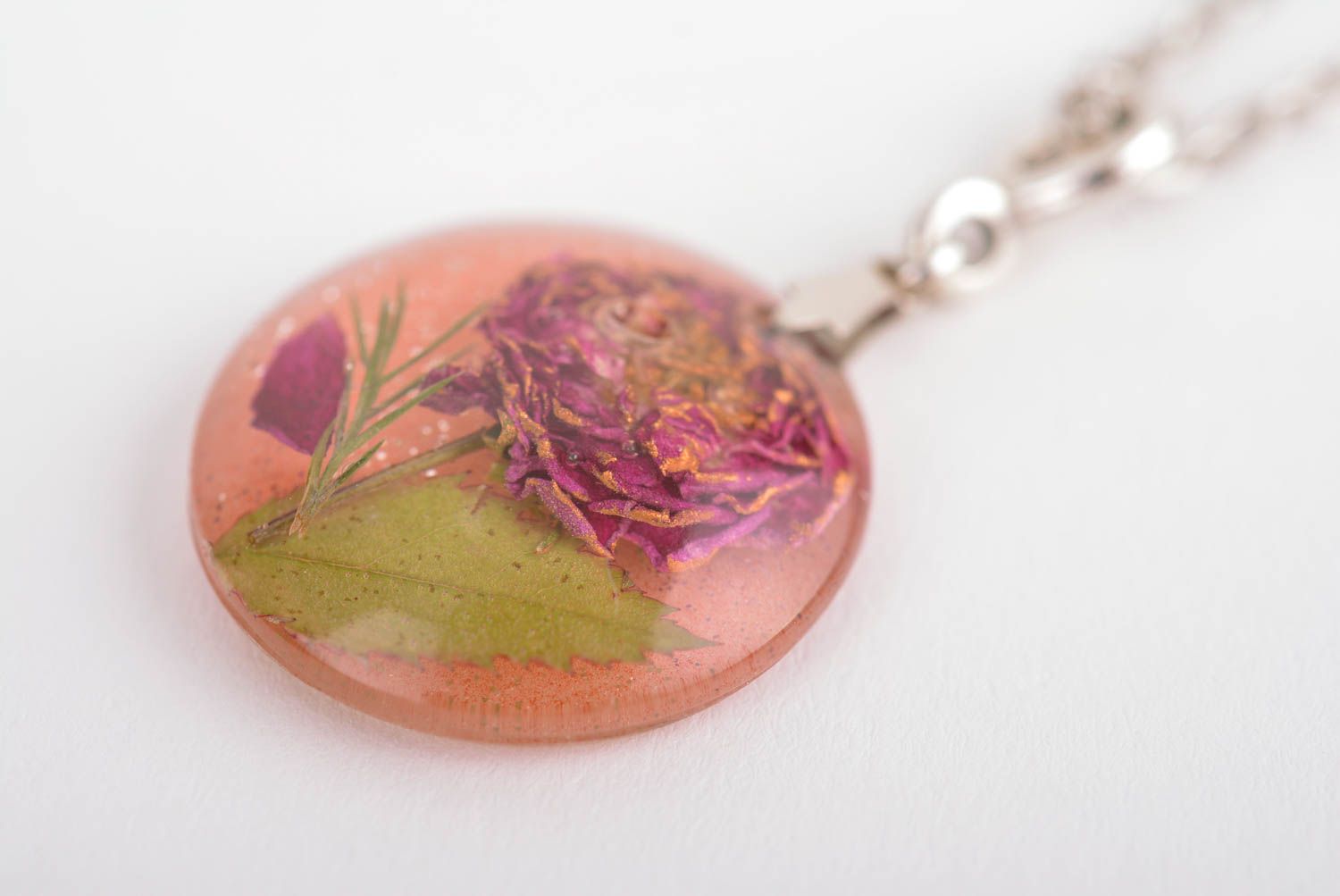 Handmade pendant unusual accessory gift for girls epoxy resin jewelry photo 4