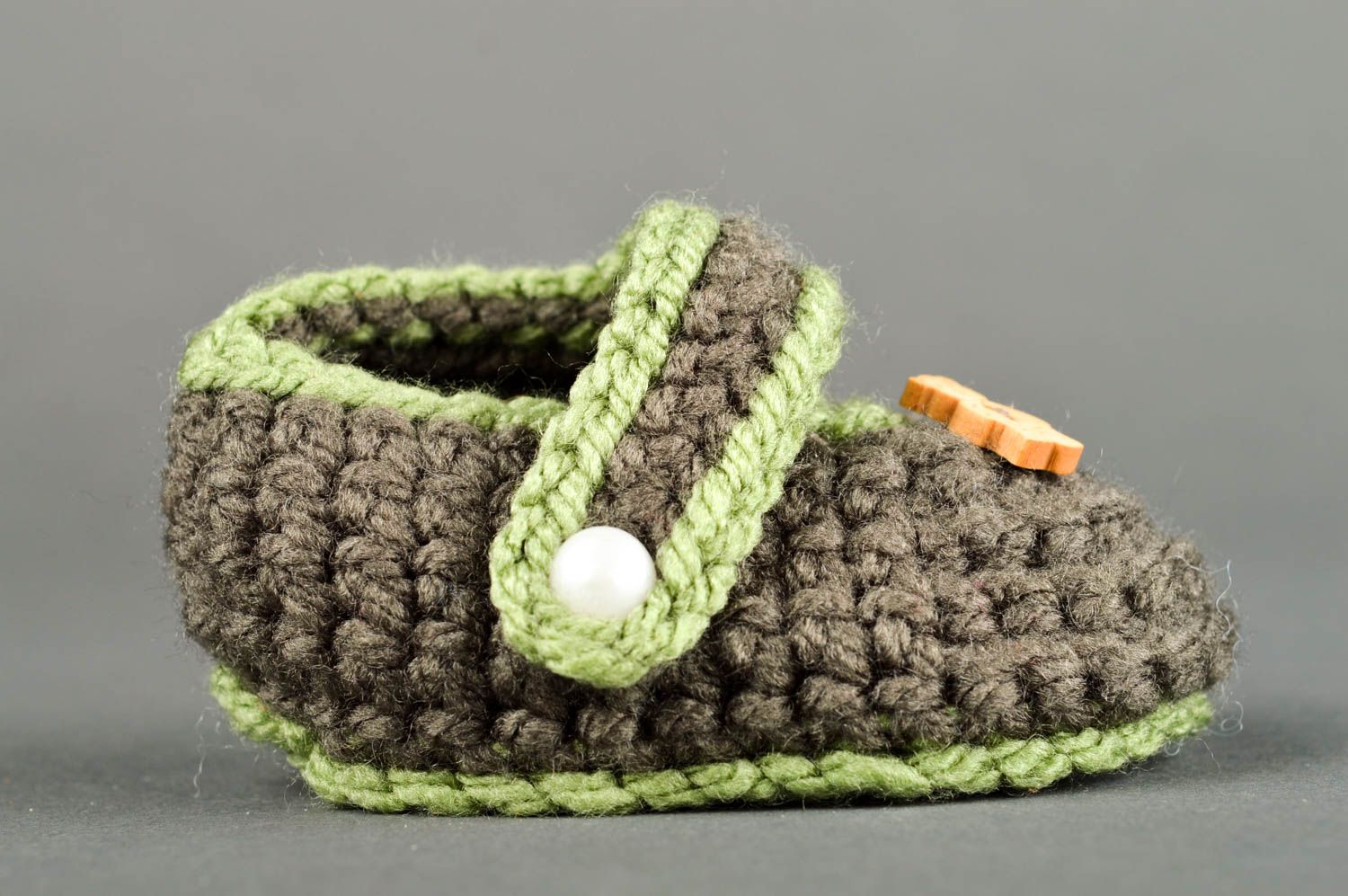Zapatillas de bebé hechos a mano patucos tejidos regalo original grises foto 3