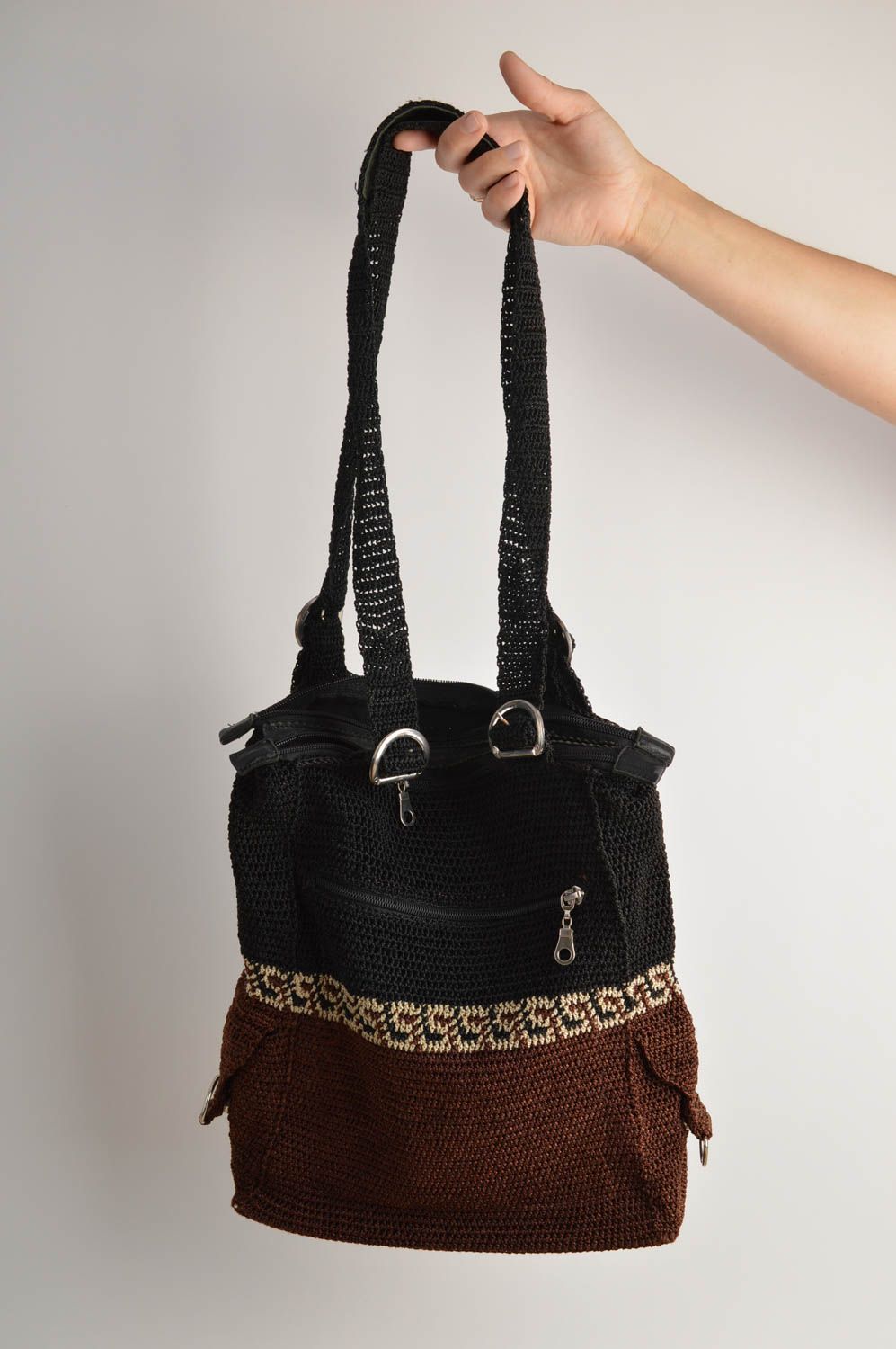 Handmade handbag beautiful crocheted bag stylish woman bag ladies purse  photo 2