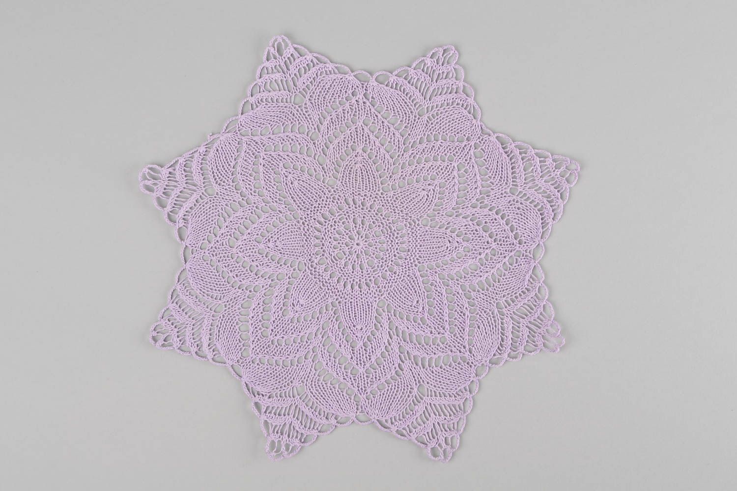 Napperon violet fait main Textile de table tricoté ajouré Décoration maison photo 3