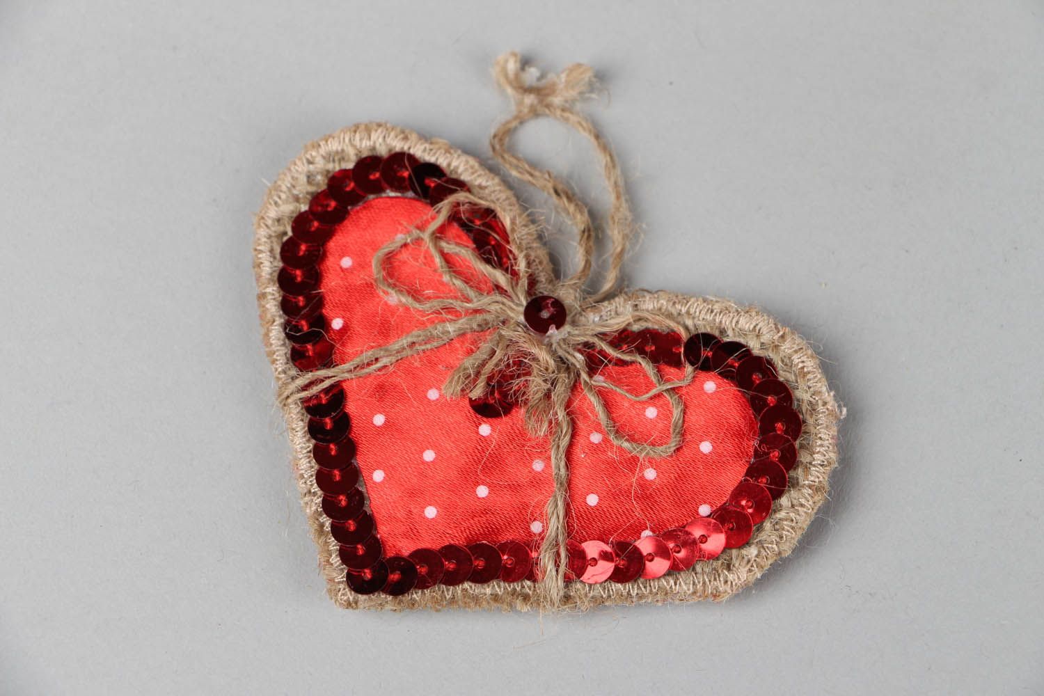 Brinquedo para Árvore de Natal em forma de um coração feito à mão de tecido acessórios para Natal  foto 1
