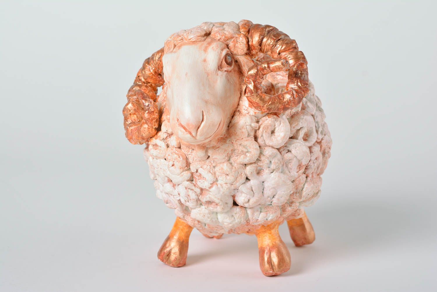 Keramik Figurine Schaf aus selbsthärtendem Ton für Haus Dekor handmade Statuette foto 5