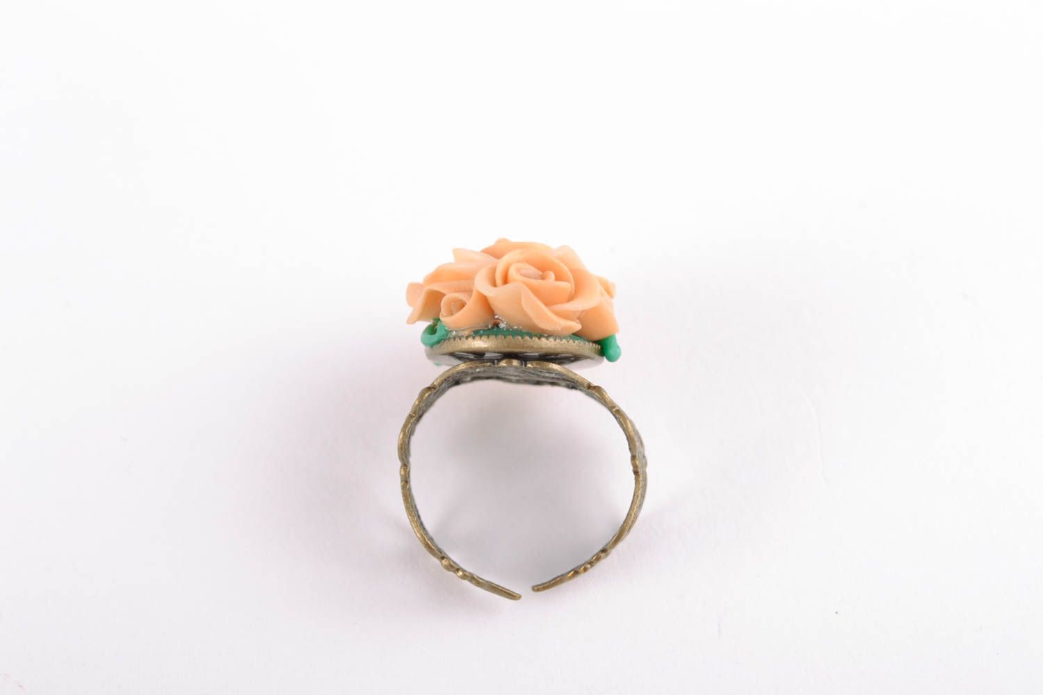 Beautiful unusual polymer clay floral ring photo 3