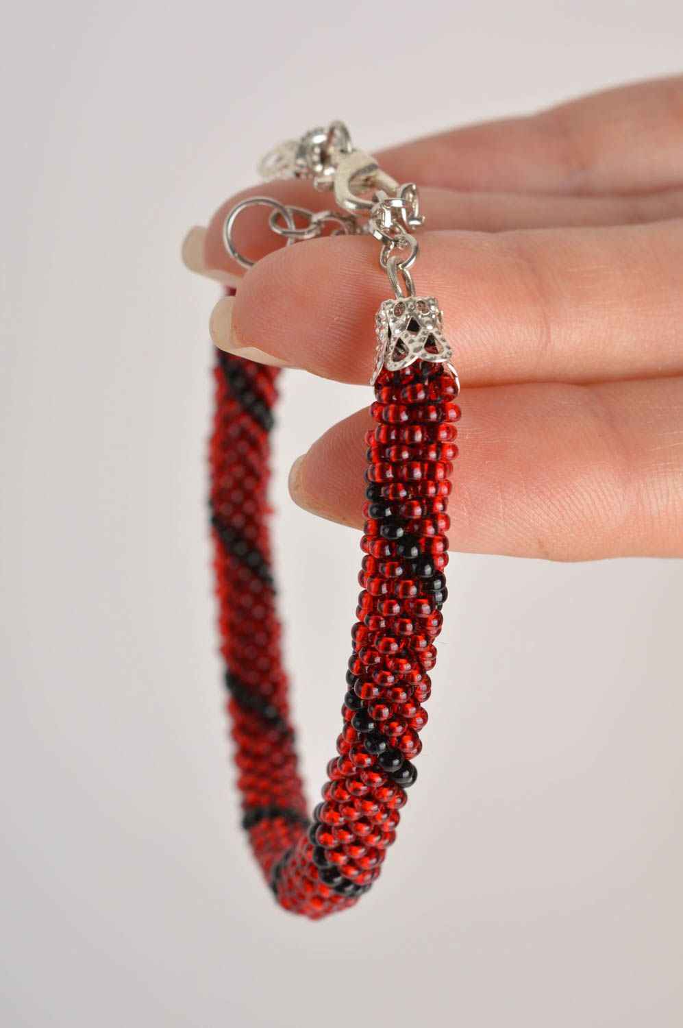 Stylish handmade beaded cord bracelet woven bead bracelet artisan jewelry photo 5