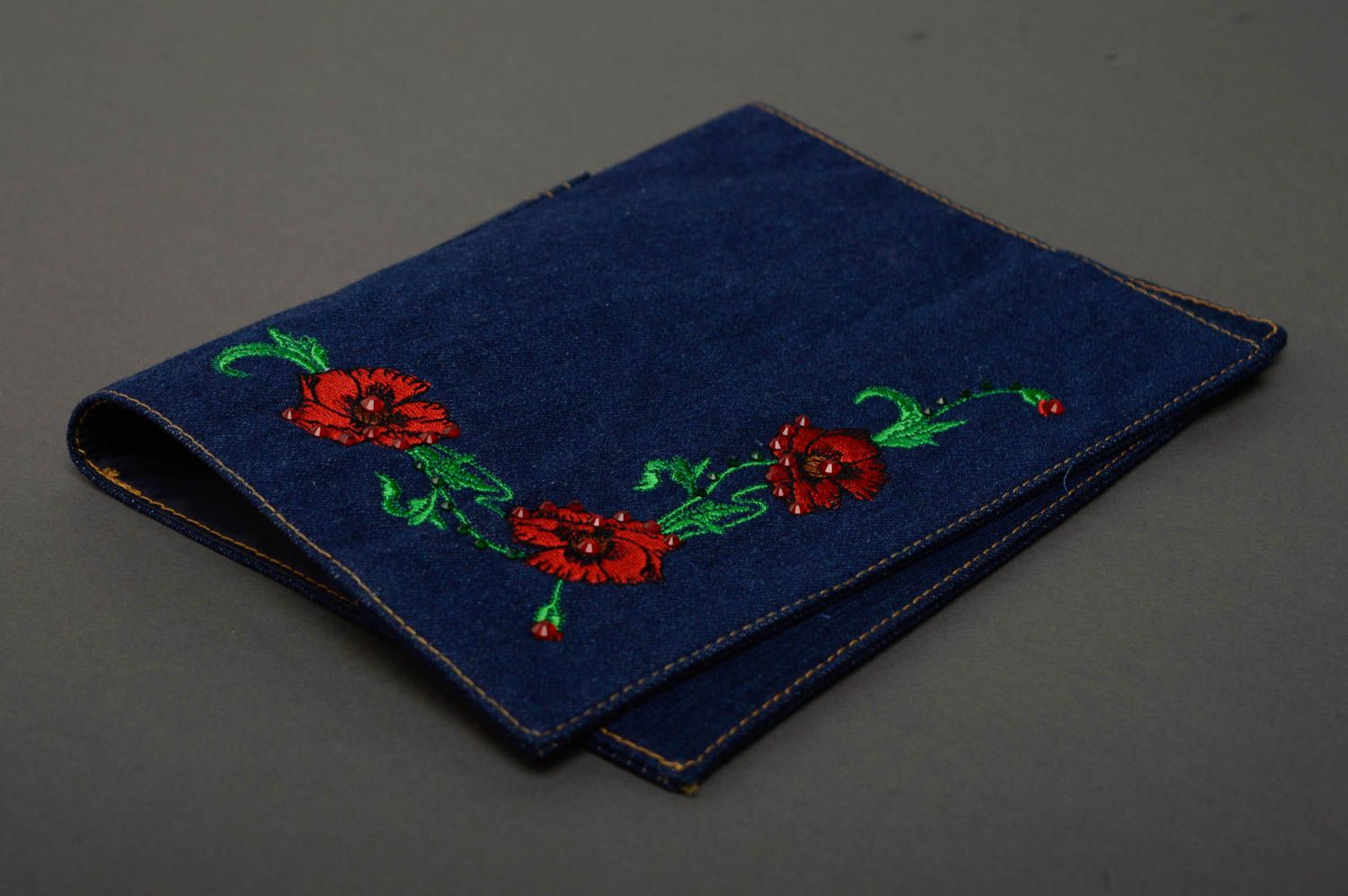 Handmade denim notebook fabric photo 1