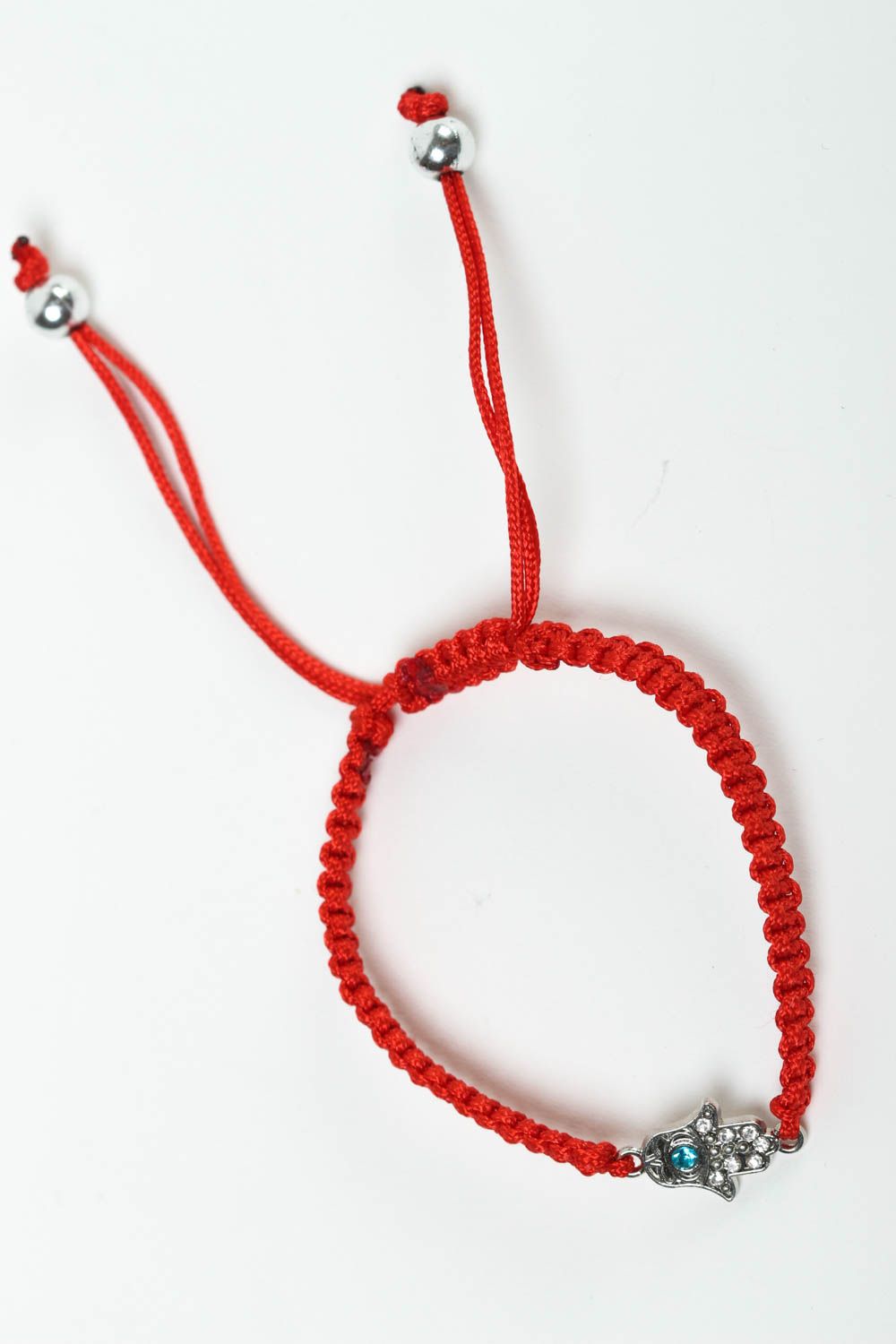 Bracelet textile rouge Bijou fait main talisman Accessoire femme original photo 2