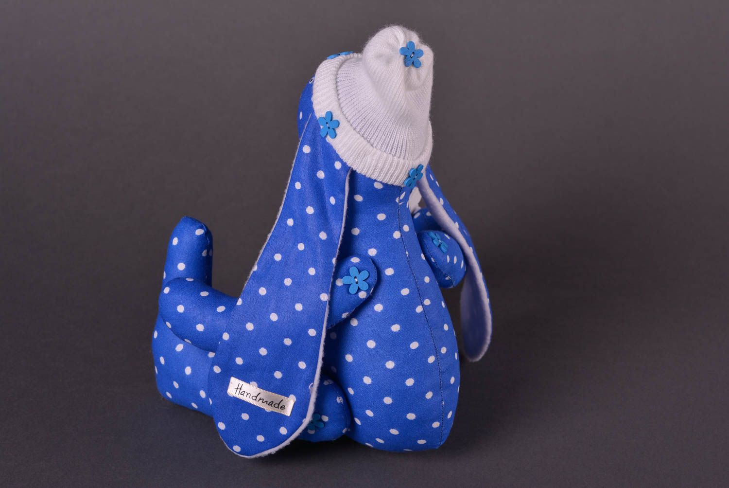 Игрушка заяц синий ручной работы стильный подарок авторская игрушка красивая фото 3