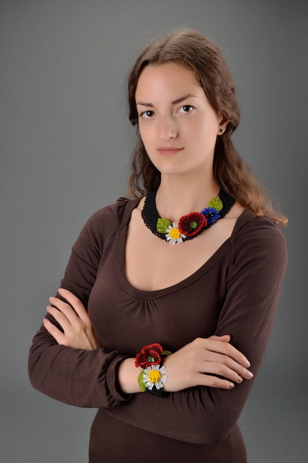 Parure collier bracelet Bijoux faits main en perles de rocaille Cadeau femme photo 5
