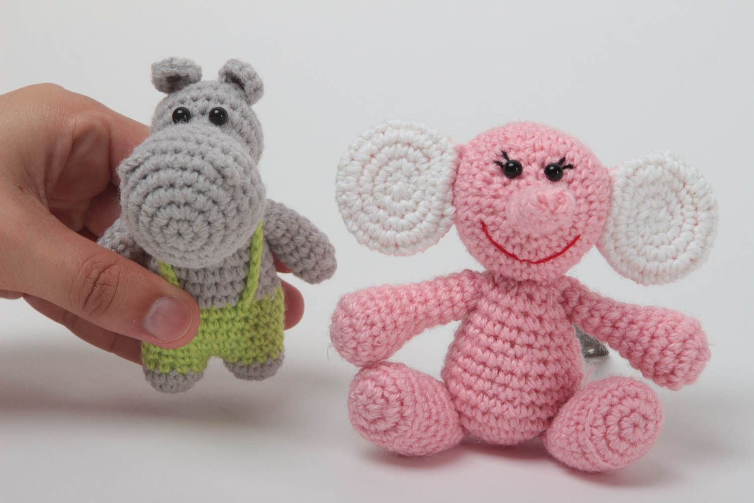 Мягкие игрушки ручной работы детские игрушки слон и бегемот игрушки крючком  фото 5