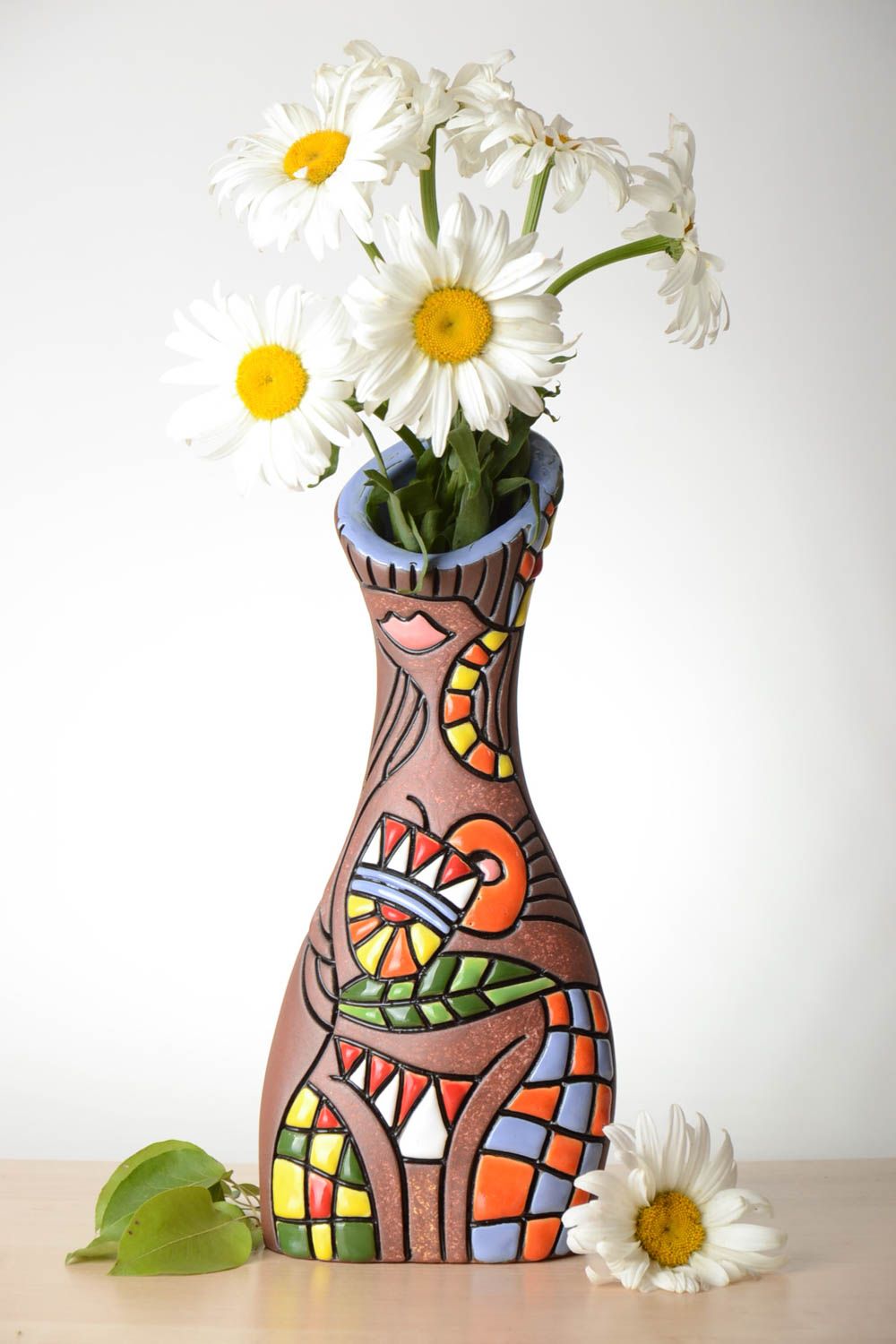 Florero de cerámica artesanal jarrón decorativo decoración de interiores inusual foto 1
