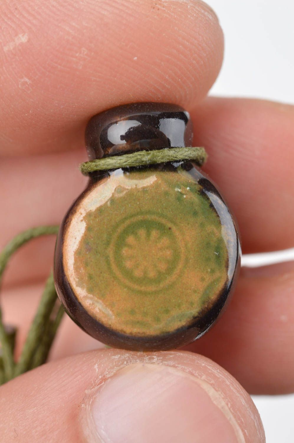 Handmade pendant designer jewelry unusual accessory clay aroma pendant photo 5