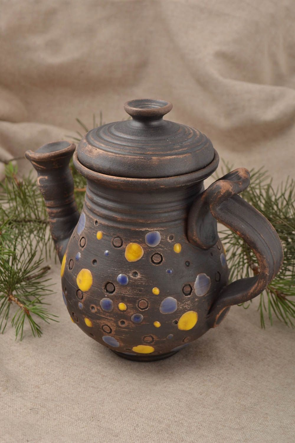 Beautiful handmade ceramic teapot pottery works kitchen supplies gift ideas photo 1