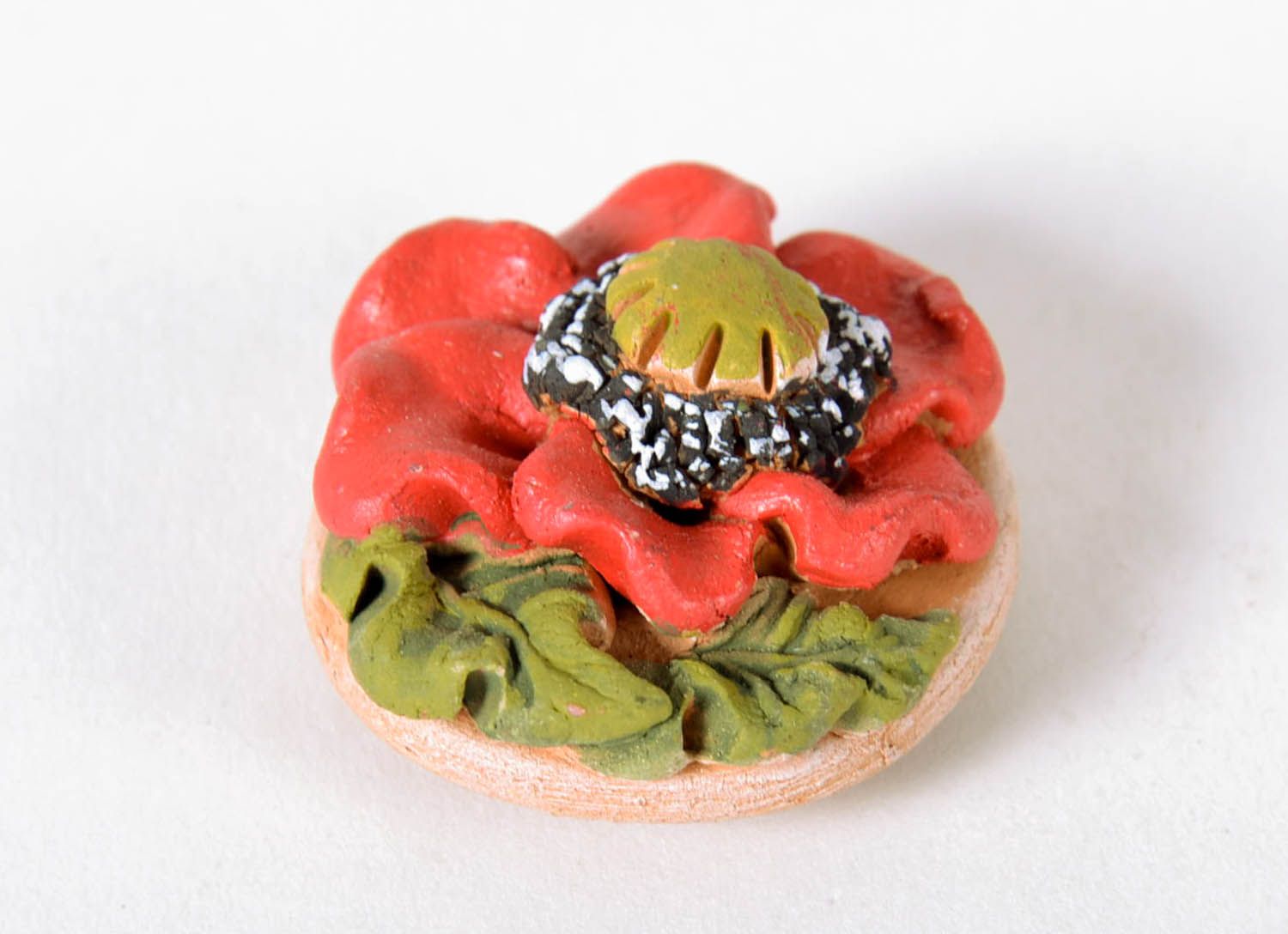 Imã de cerâmica decorativo para frigorífico magnete artesanal de argila em forma da flor foto 2