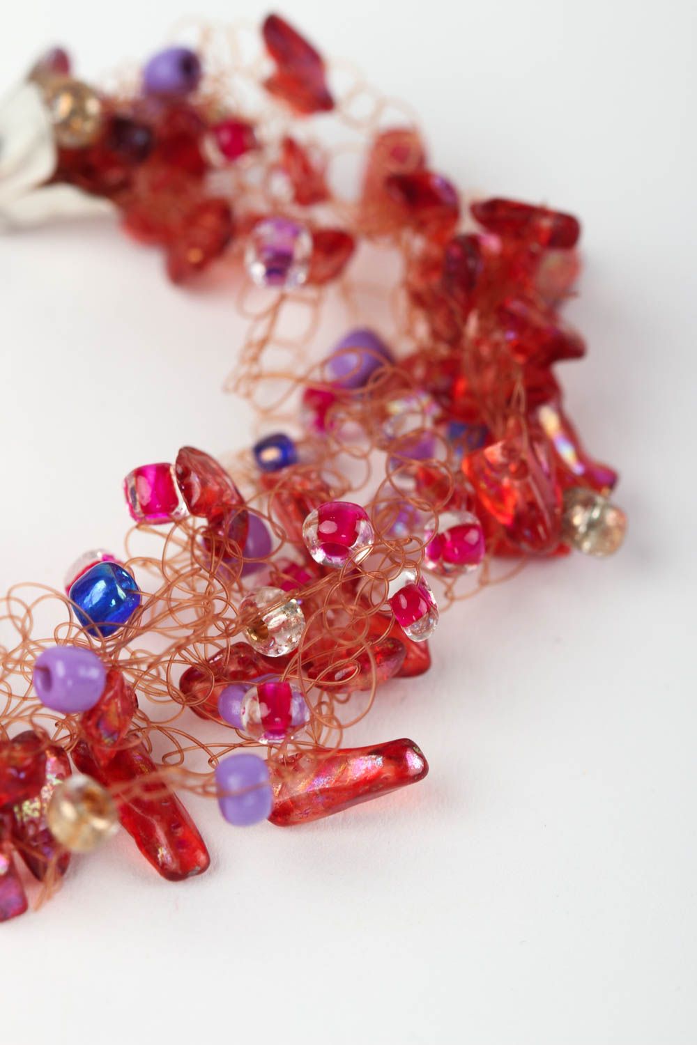 Gentle handmade beaded adjustable bracelet with natural quartz red stone for women photo 3