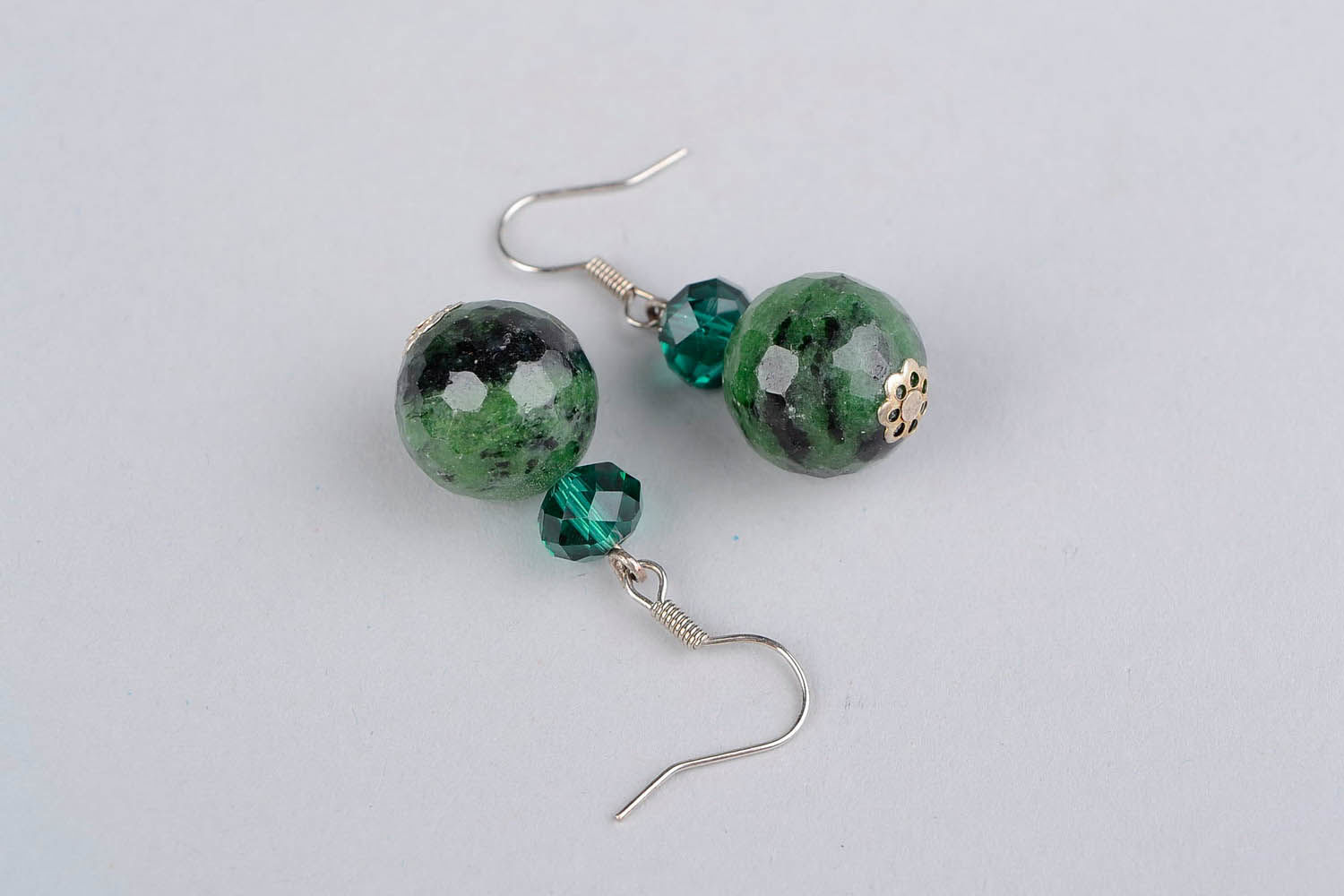 Earrings with zoisite and Czech crystal photo 3