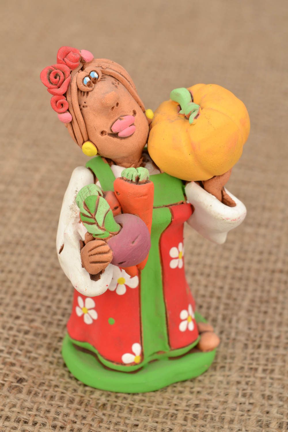 Ceramic figurine with painting Cossack Woman with Vegetables photo 1