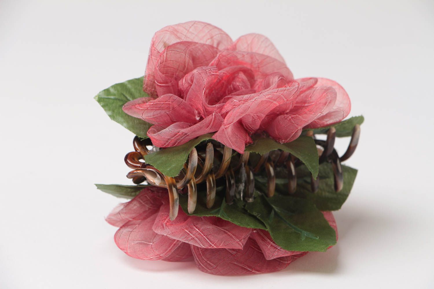 Unusual beautiful textile flower hair clip hand made designer photo 2