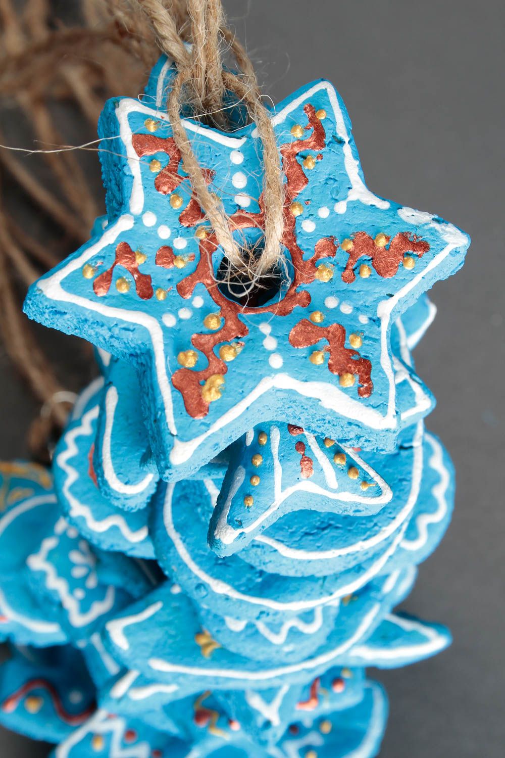 Jouets Noël faits main Suspensions décoratives bleues 14 pièces Déco fête photo 5
