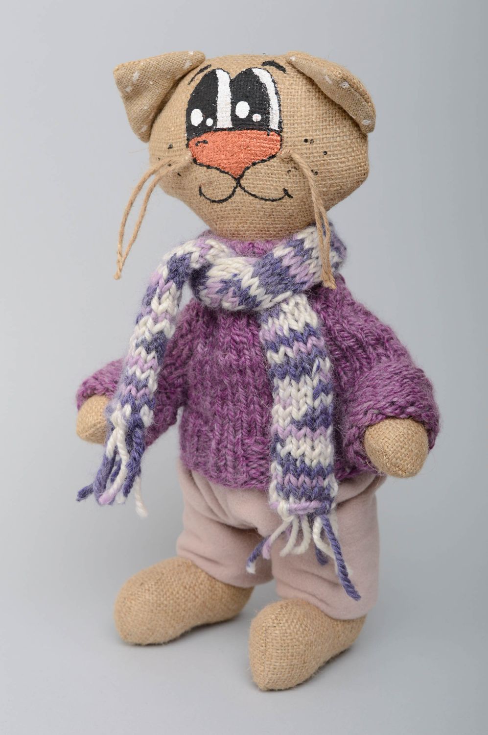 Handmade soft toy Cat with Scarf photo 1