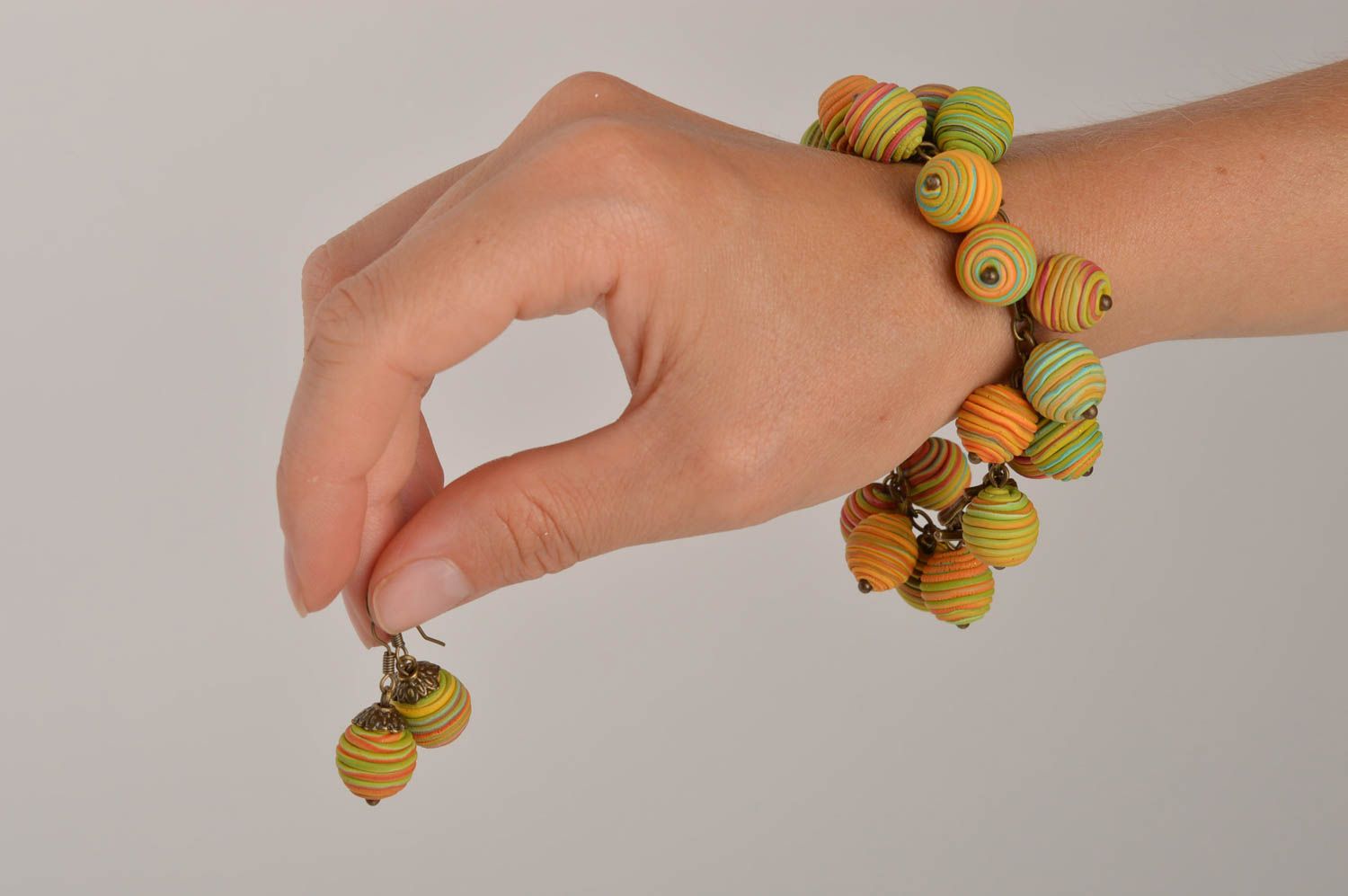 Wrist bracelet fashion earrings polymer clay jewelry with beads women jewelry  photo 2