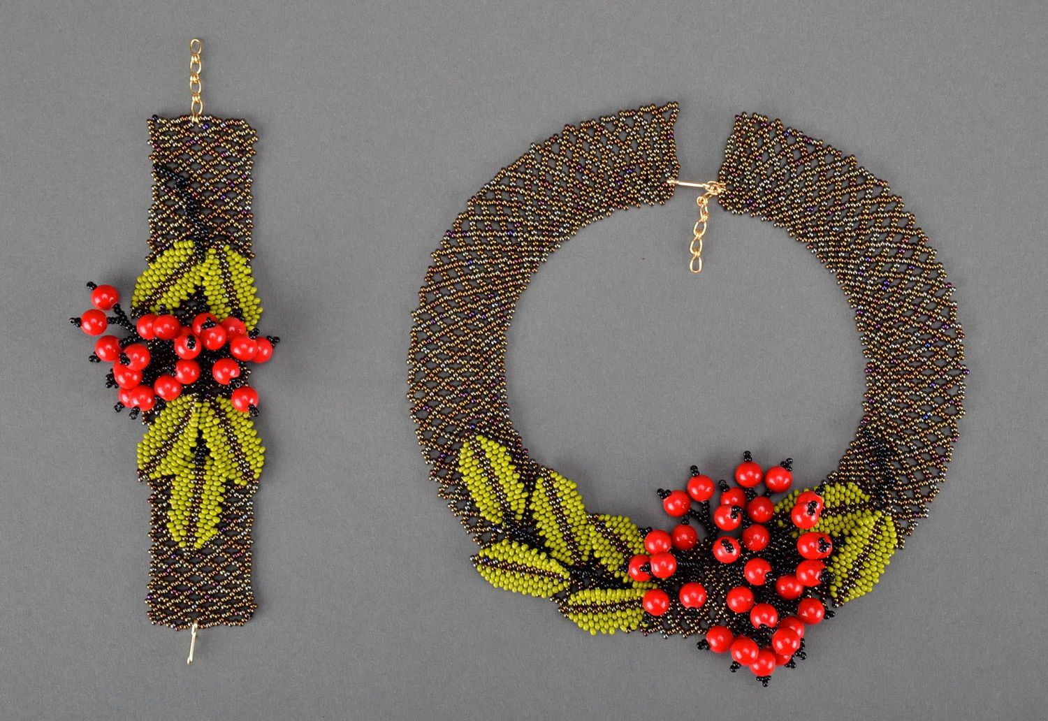 Parure collier bracelet Bijoux faits main ethniques perles rocaille Cadeau femme photo 1