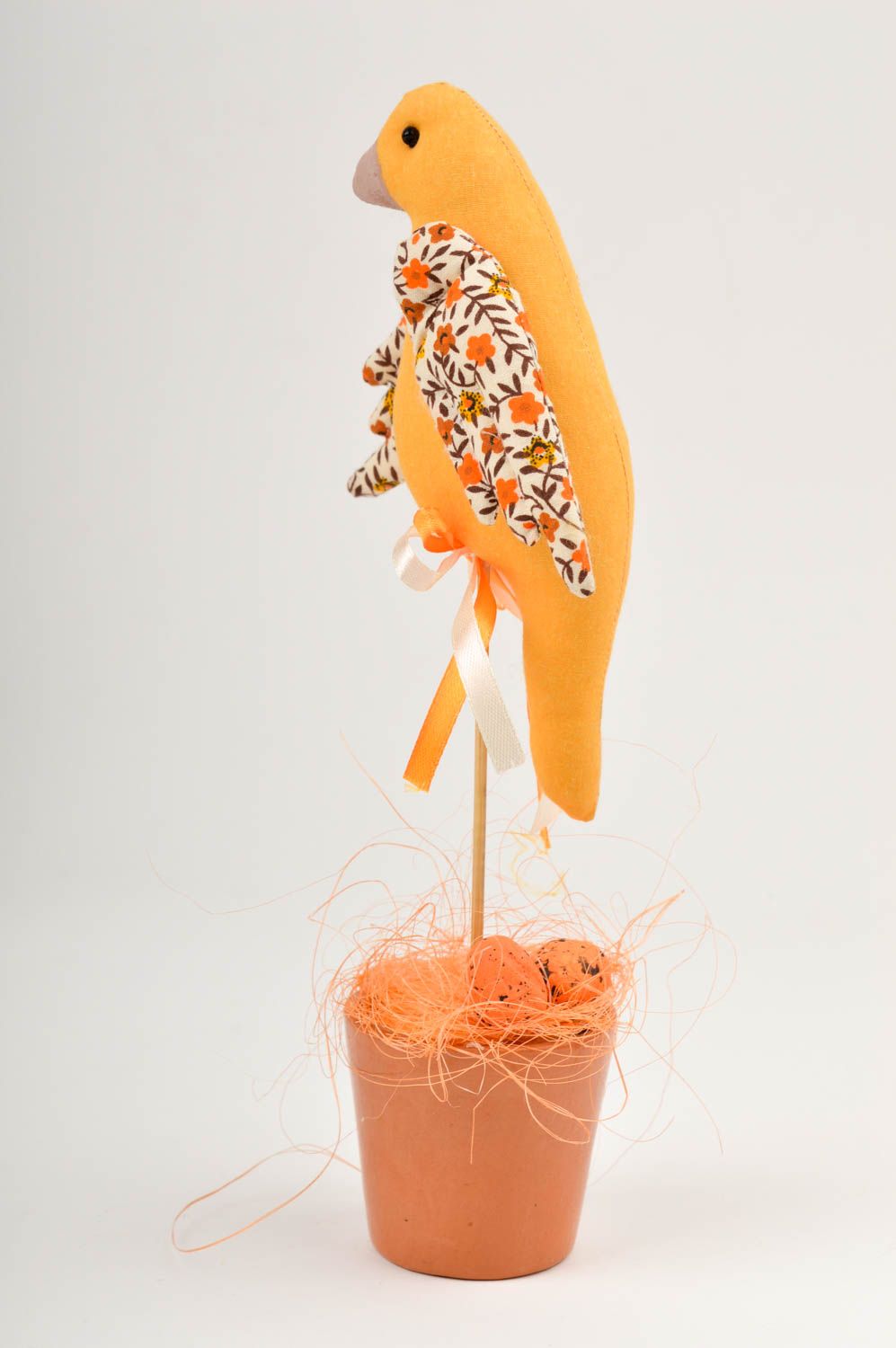 Украшение для стола хэнд мейд декор для дома птица декор для интерьера оранжевая фото 5