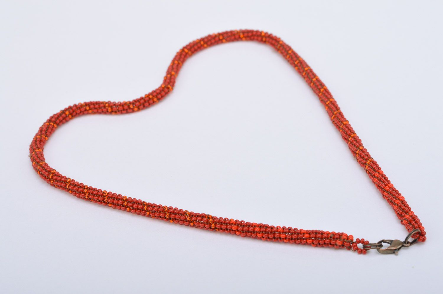 Handmade beaded red cord necklace for women author's work adornment photo 5