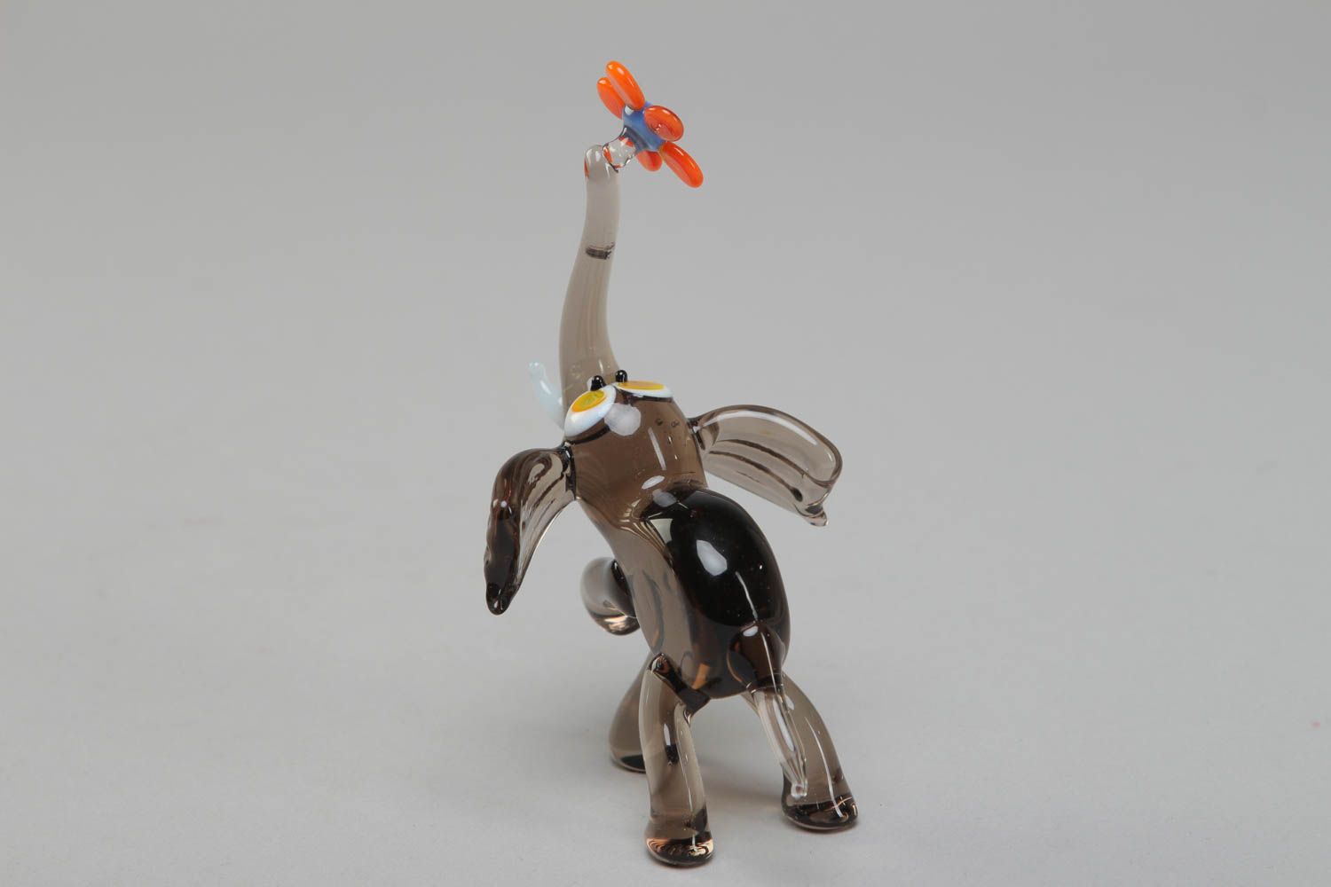 Figurine miniature en verre lampwork en forme d'éléphant faite main photo 3