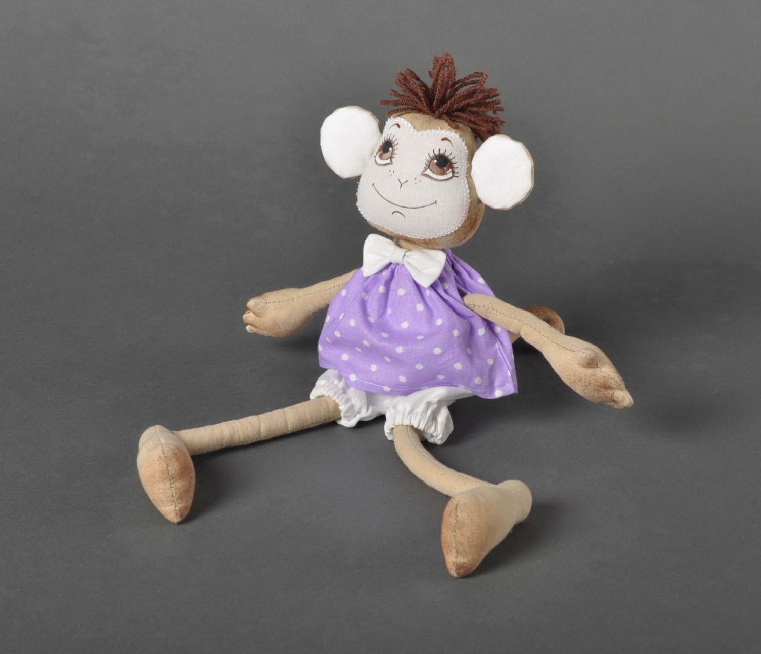 Jouet singe Peluche faite main textile peinte originale Cadeau pour fille photo 1