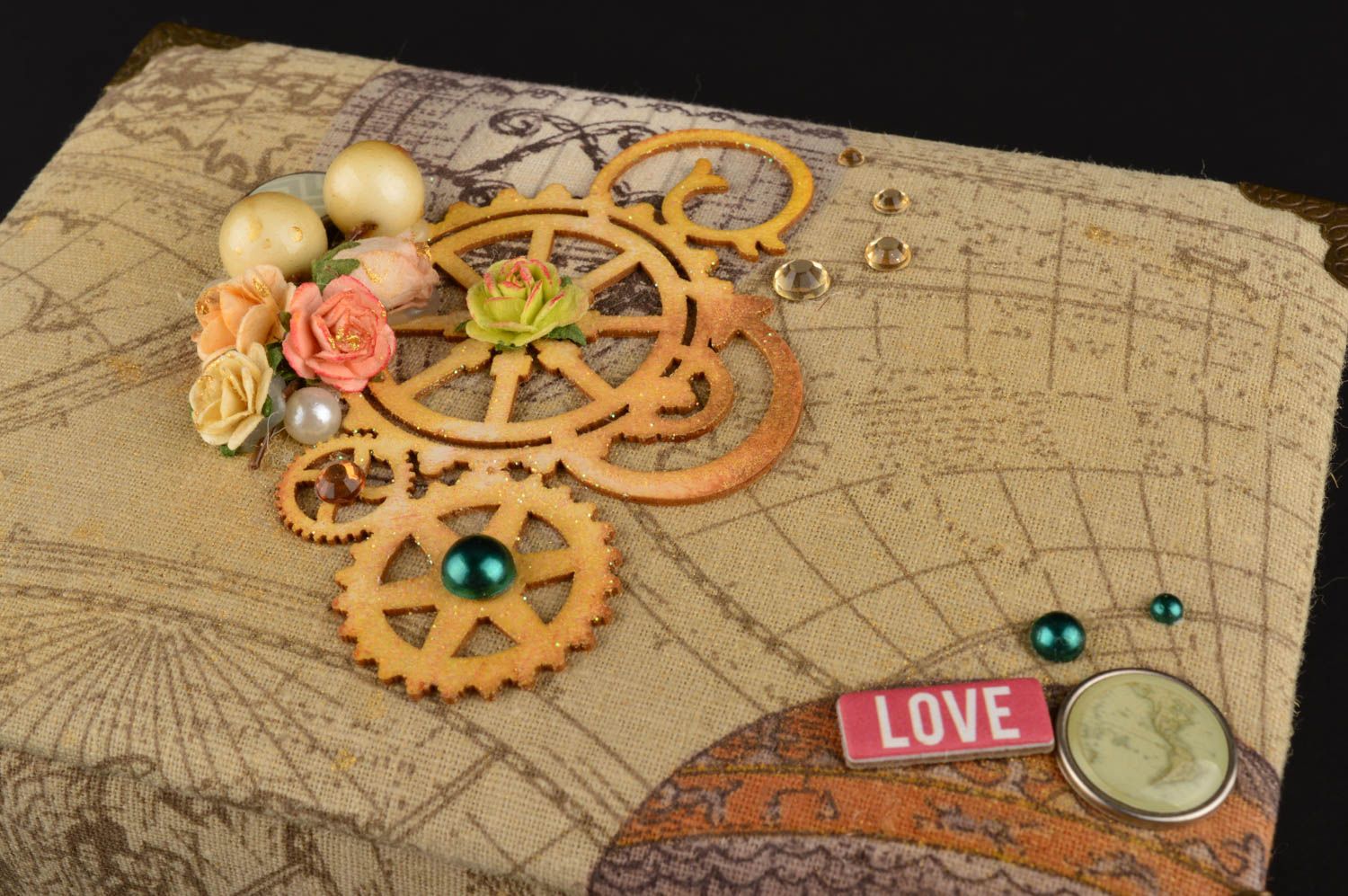 Coffret à bijoux original fait main rectangulaire steampunk Cadeau pour femme photo 5