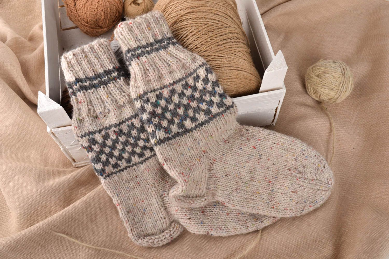 Comfortable handmade woolen socks knitted wool socks for men best gifts for him photo 1
