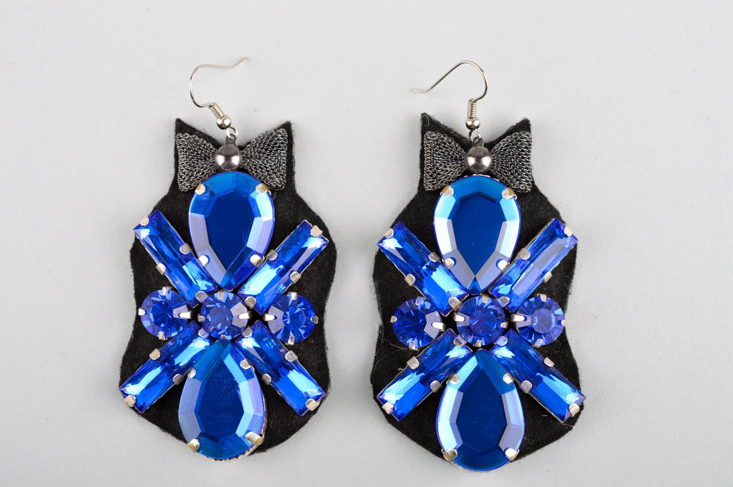 Evening earrings with crystals handmade accessories crystal jewelry for women photo 3