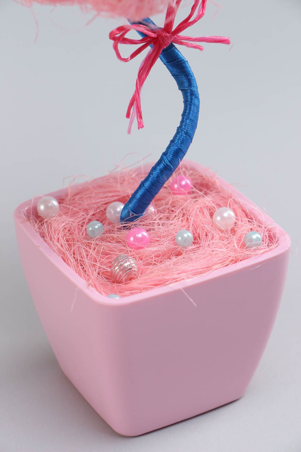 Arbre topiaire artificiel rose avec coquillages et perles fantaisie fait main photo 4