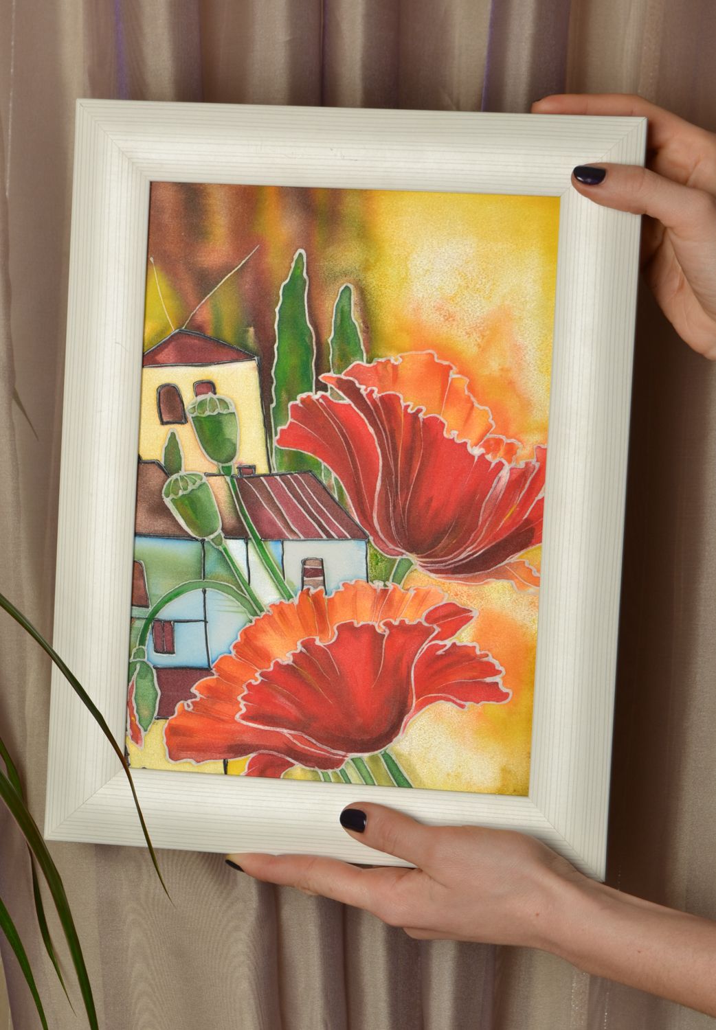 Acrylic painting on chiffon canvas Poppies photo 2
