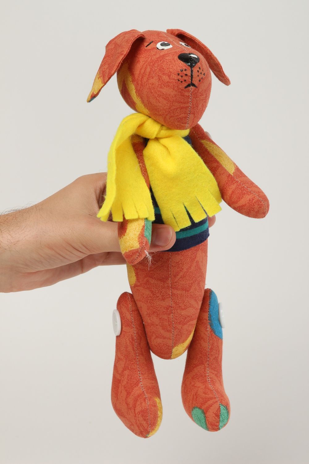 Handmade Kuscheltier Hund mit Schal Stoff Spielzeug Geschenk für Kinder  foto 5