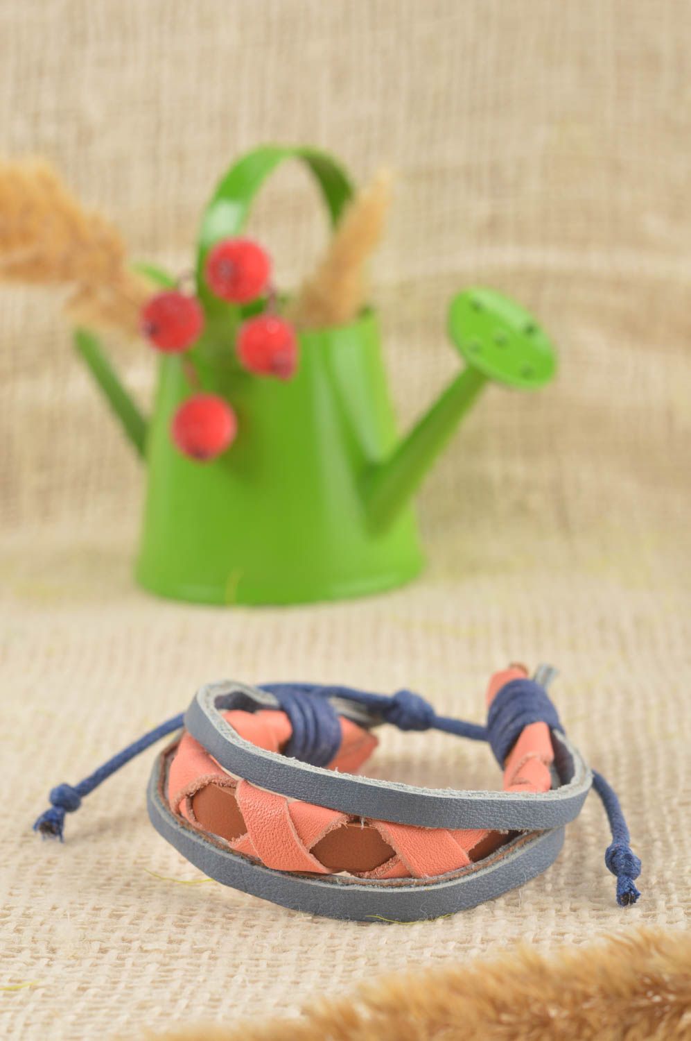 Unusual handmade leather bracelet designs unisex bracelet designer jewelry photo 1
