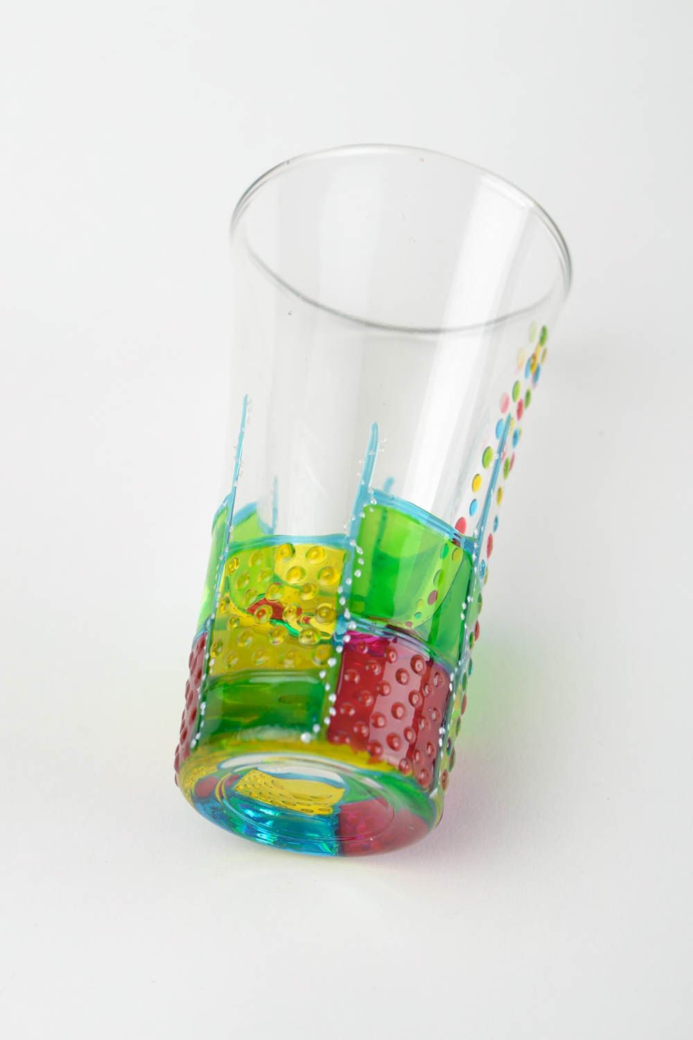 Handmade farbiges Trinkglas mit Bemalung Geschirr Set aus Glas Deko für Küche foto 5