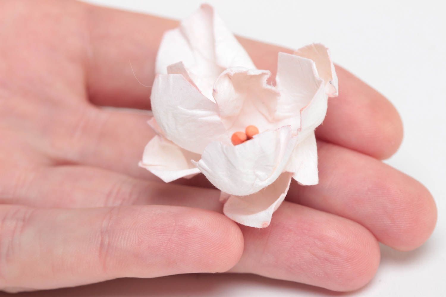 Small pink handmade designer scrapbooking paper flower for creative work photo 5