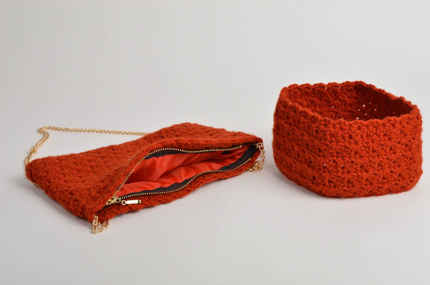 Tasche aus Stoff handmade Haar Band gehäkelte rote Tasche für Frauen schön foto 4